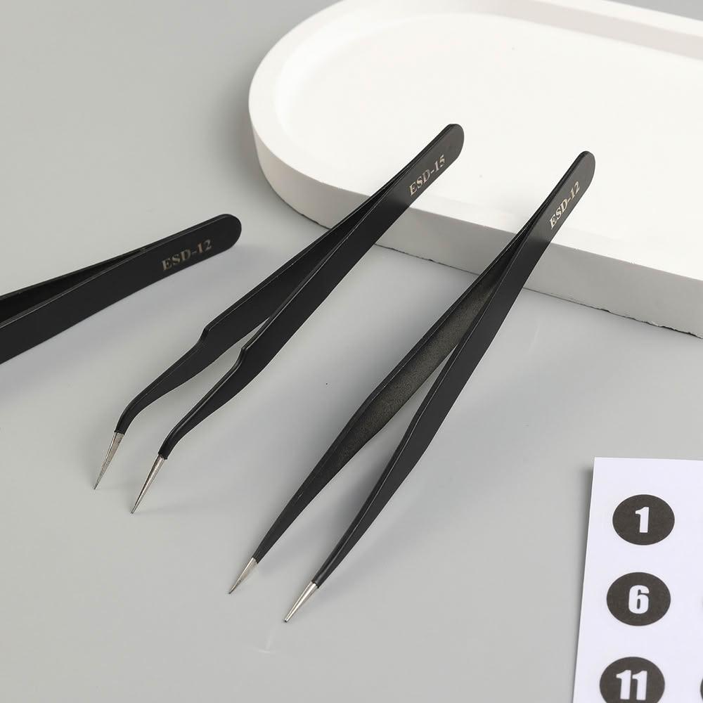 RAYRAYGO 工具 黑色鑷子 2款 尖頭/彎頭 不鏽鋼鑷子 手帳工具 手作工具 尖頭鑷子 彎頭鑷子 金屬鑷子