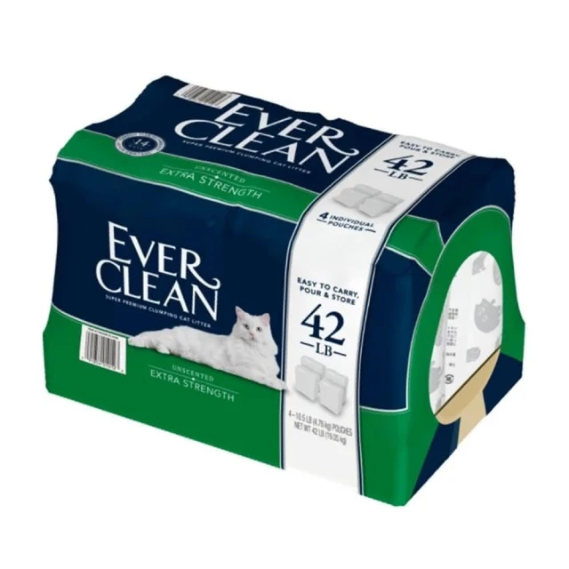 【EverClean 藍鑽】美規超凝結貓砂-強效低敏結塊貓砂綠標) 42LB(19kg