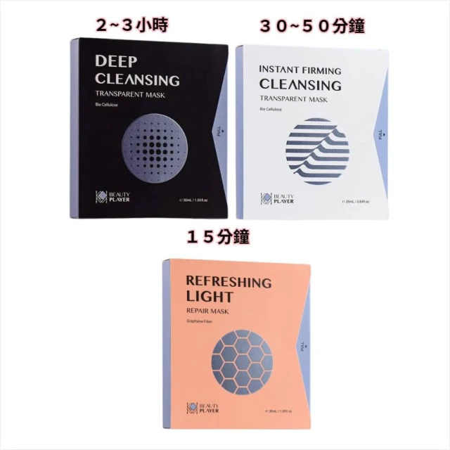 【Beauty Player】【愛美玩家 台灣製面膜 (黑)極透淨膚清潔面膜 (白)瞬亮緊緻清潔面膜 (粉)新肌喚能發光面膜】現貨 MIT台灣製