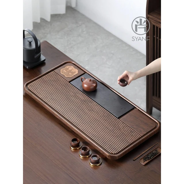 拾光良品 茶盤辦公室家用茶台小型新中式禪意輕奢茶托盤瀝水乾泡台