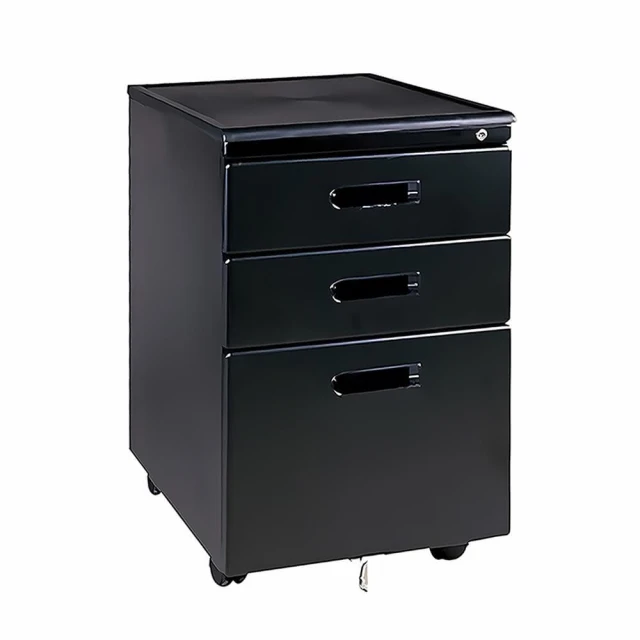 【品築家具】黑色三層活動櫃/三層櫃/桌下櫃/高櫃/OA／辦公家具/抽屜櫃(本賣場僅送大台北市區)