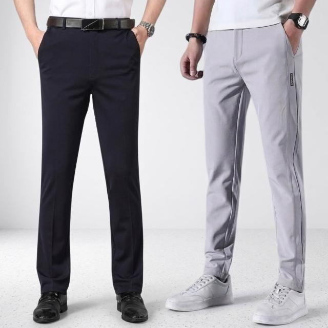 【阿堯的店】買一送一 夏季冰絲薄款休閒褲 涼感長褲 男生修身冰感褲 超彈力西裝褲 88熱銷 商務長褲 【1063】
