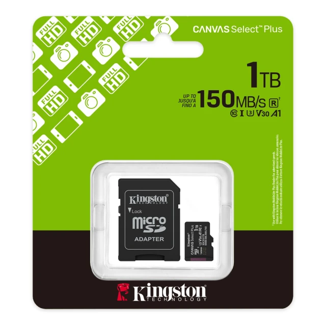 【Kingston 金士頓】Canvas Select Plus microSD MicroSDXC SDCS3/1TB 150MB 記憶卡