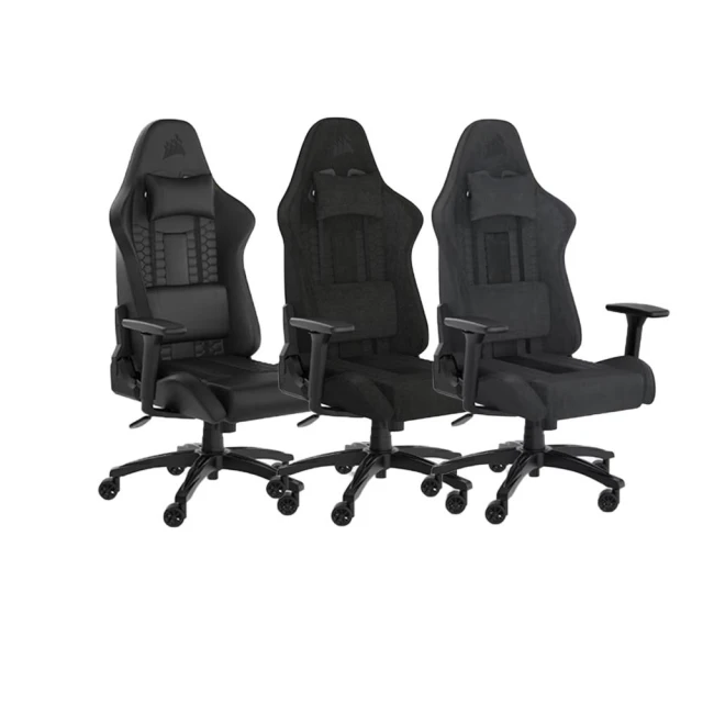 【CORSAIR 海盜船】CORSAIR TC100 電競椅 RELAXED 黑灰色 皮革 布質 人體工學 透氣舒適