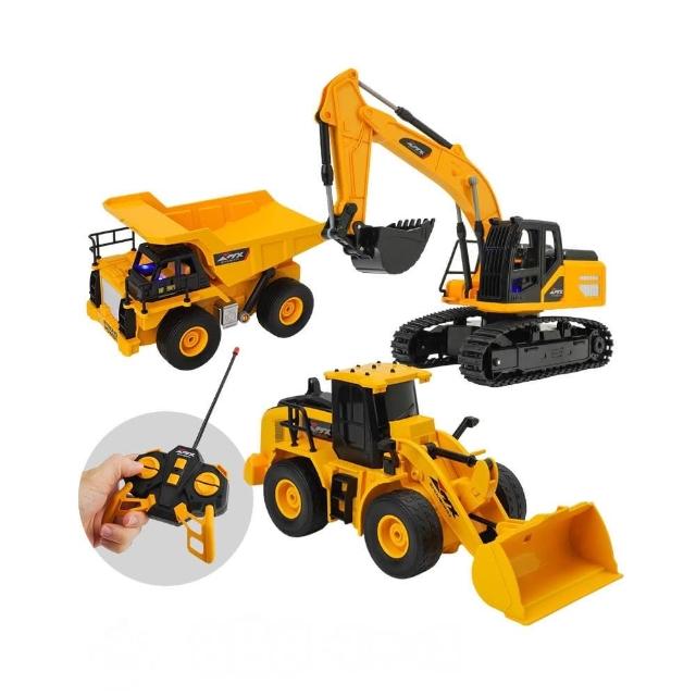 【888便利購】1:24 五通道遙控工程車（挖土機/推土機/砂石車）附USB充電電池（6809-11）