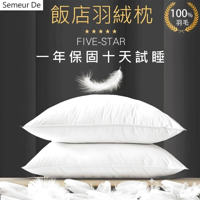 【紳娜多家居】買一送一 頂級飯店羽毛枕 一年保固 十天試睡 可乾洗 100%羽毛飯店枕芯 水鳥羽毛枕 午睡枕 頸枕 枕頭套