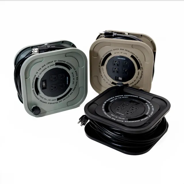 【ADAMOUTDOOR】15M3PIN一切四座迴旋輪座動力線 露營動力線 動力線盤 移動電線盤 捲式延長電線 15米新安規